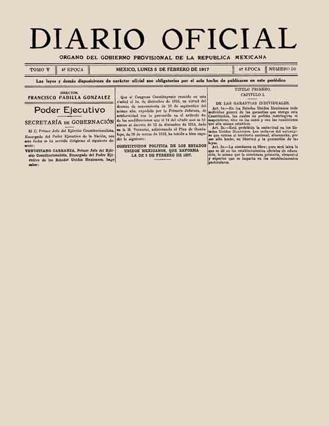 Constitución Política de los Estados Unidos Mexicanos de 1917